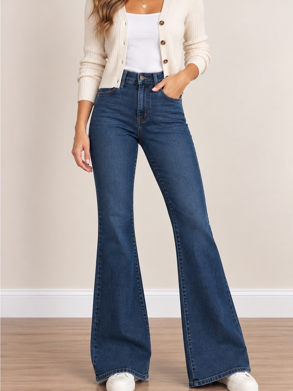 LC Lauren Conrad Super High Rise Flare Jeans Size 10 Long 32/33” Inseam